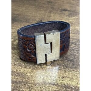 GENUINE LEIGHELENA Art Textured  Leather Bracelet MADE IN USA USA